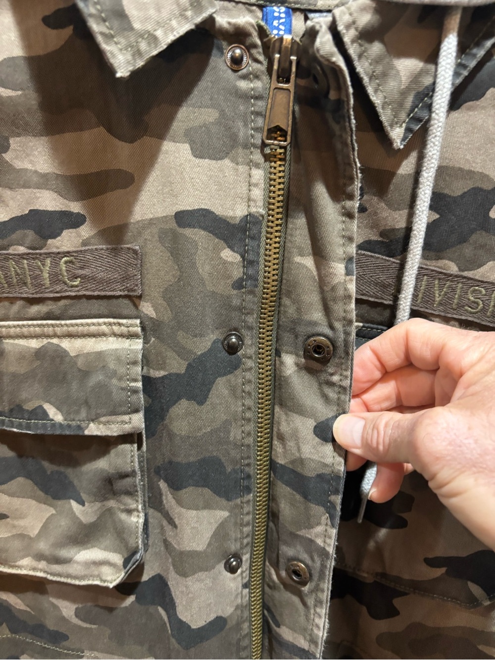 H&M Men's Camouflage Field Jacket with Grey Hood NWT Deadstock Y2K - Picture 2 of 14